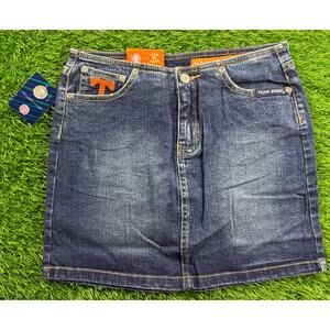 Team Jeans Tennessee Vols Womens Size 0 DarkWash Denim Skirt Orange Logo NWT SEC